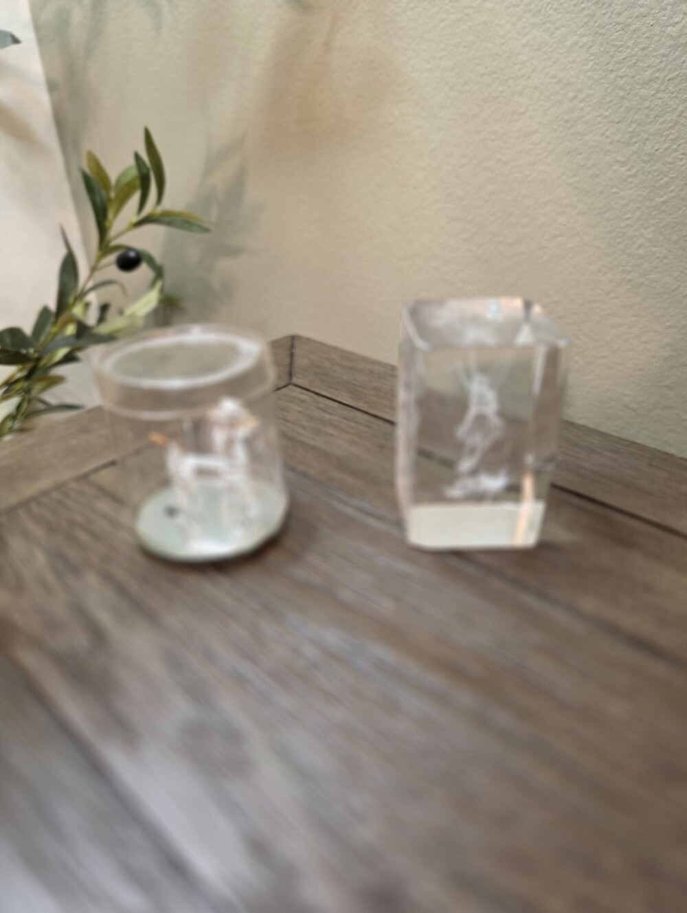 Mini Clear Glass Dog Figurine And Dancer Figure